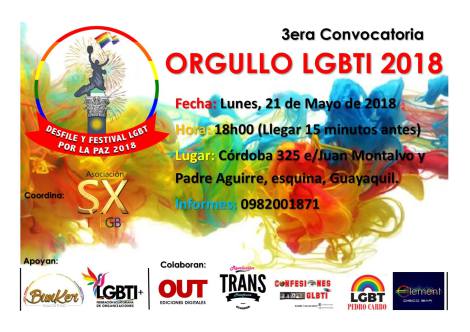 3era-convocatoria-orgullo-lgbti-2018-asociacion-silueta-x-federacion-lgbti-ecuador - ORGULLO GUAYAQUIL 2018