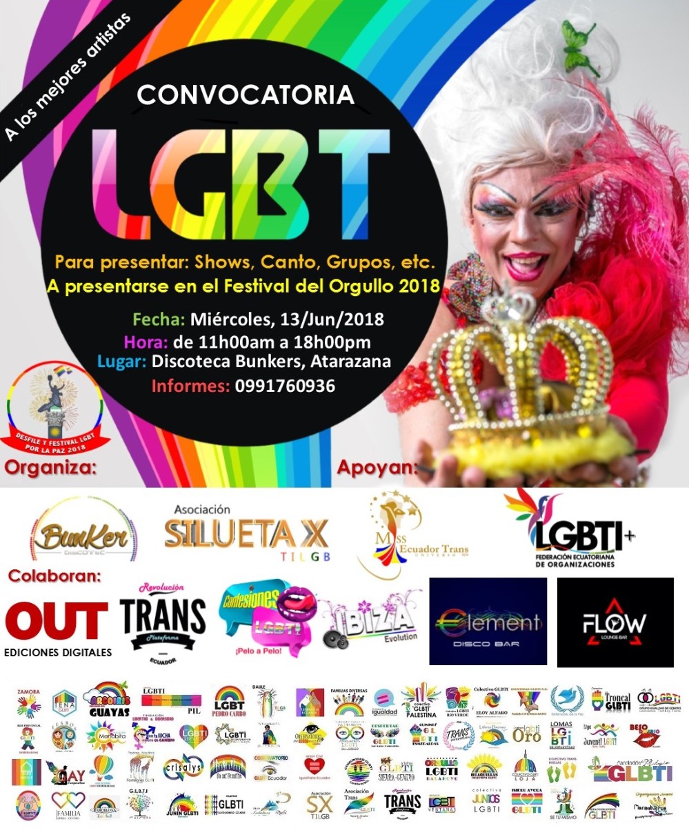 Convocatoria a artistas LGBT para el Festival 2018