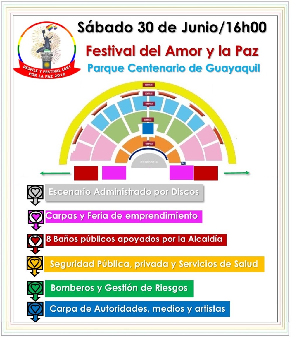 Festival del Amor y la Paz 2018 - Federación Ecuatoriana de Organizaciones LGBT - Silueta X - Orgullo Guayaquil