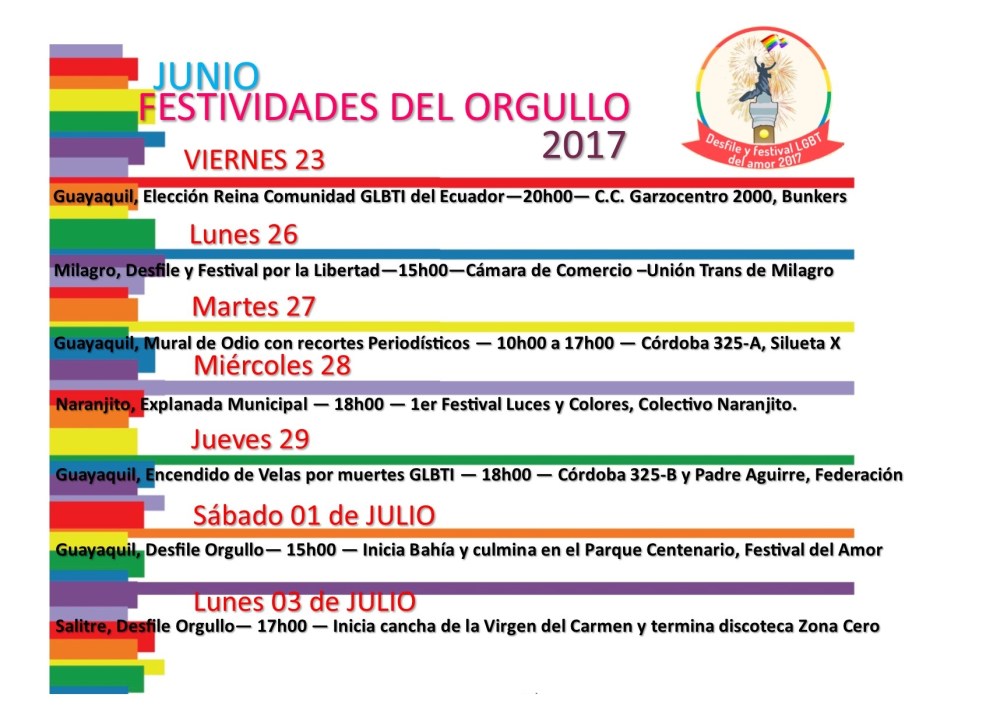 festividades del orgullo 2017- Orgullo Guayaquil - Gay Pride Ecuador