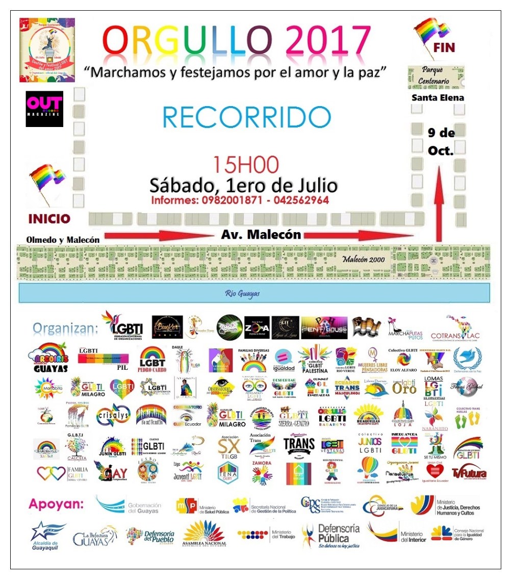 Recorrido del Orgullo LGBTI 2017 Guayas - Federación Ecuatoriana de Organizaciones LGBTI